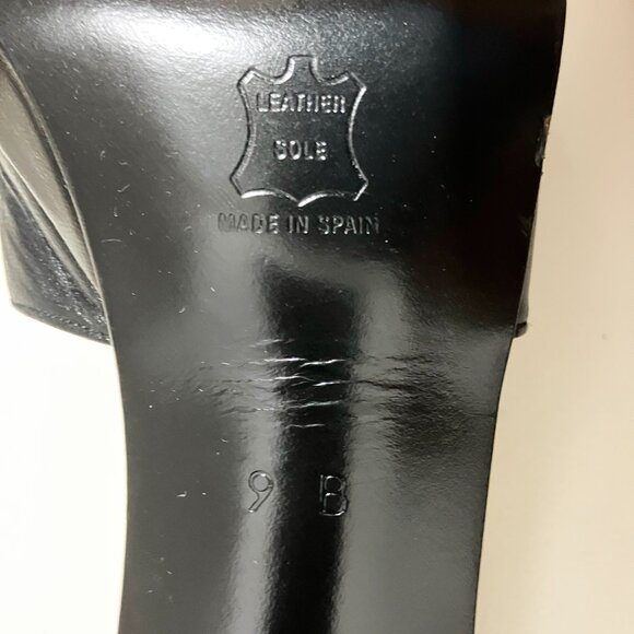 Charles David by Nathalie M Leather Black Strap Sandal Block Heels | Size 9B - Picture 8 of 8